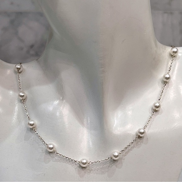 SWAROVSKI Crystal White Pearl Sterling Silver Necklace and Dangle … - Picture 3 of 12
